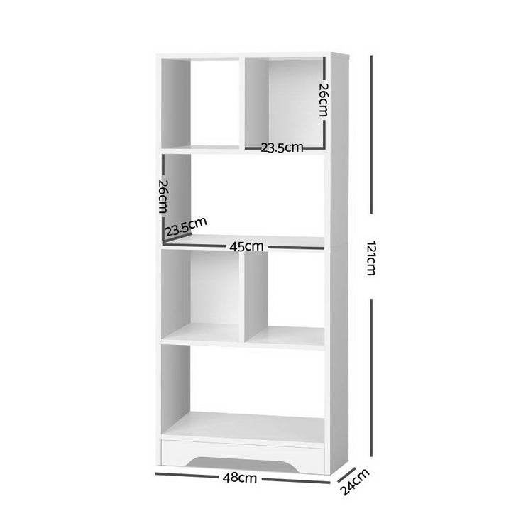 Display Shelf Bookcase 4 Tier Design - White - Homecoze