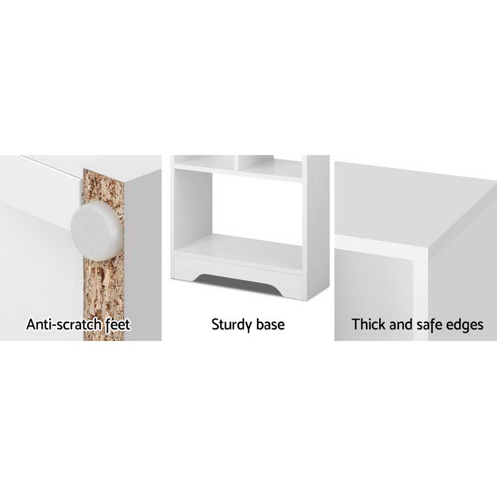 Display Shelf Bookcase 4 Tier Design - White - Homecoze