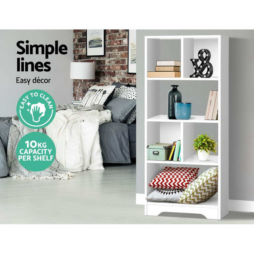 Display Shelf Bookcase 4 Tier Design - White - Homecoze