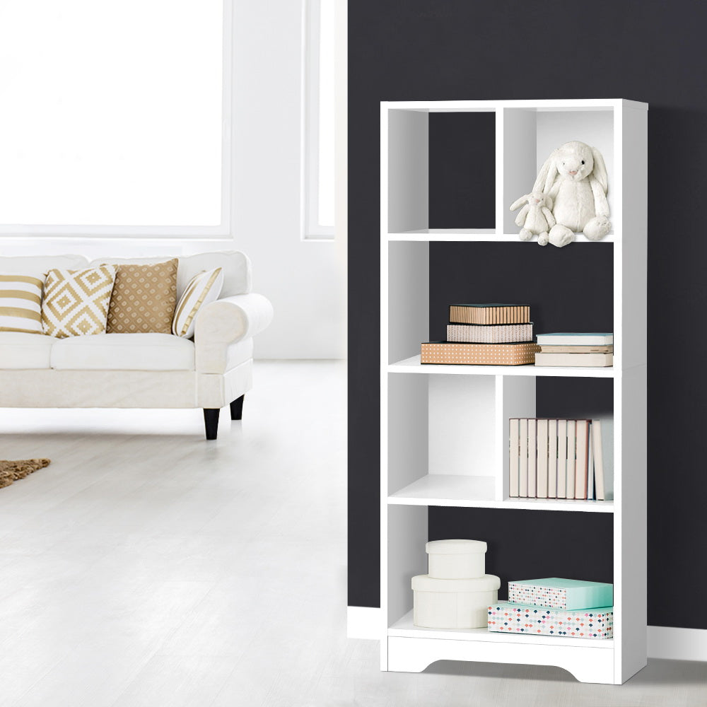 Display Shelf Bookcase 4 Tier Design - White - Homecoze