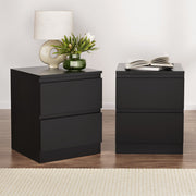 Modern 2 Drawer Bedside Table (Set of 2) - Black - Homecoze