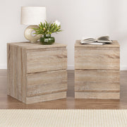 Modern Bedside Table with 2 Drawers (Set of 2) - Oak - Homecoze
