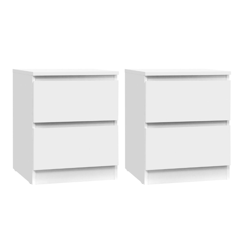 Connor (Set of 2) Minimal Bedside Tables 2 Drawer – White - Homecoze