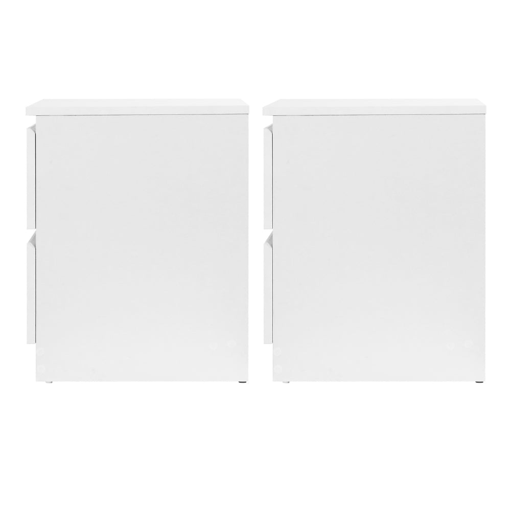 Connor (Set of 2) Minimal Bedside Tables 2 Drawer – White - Homecoze