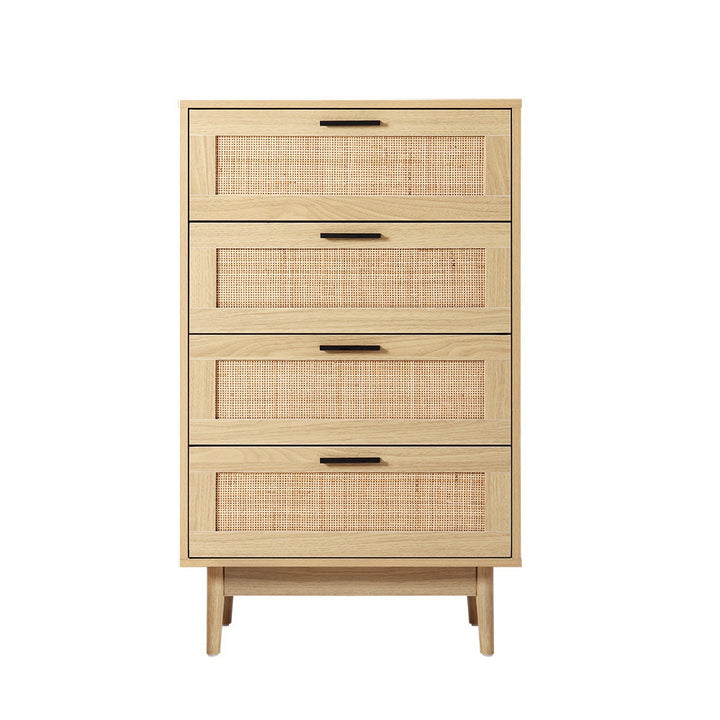 Lola Rattan 4 Drawer Tallboy Chest of Drawers - Homecoze
