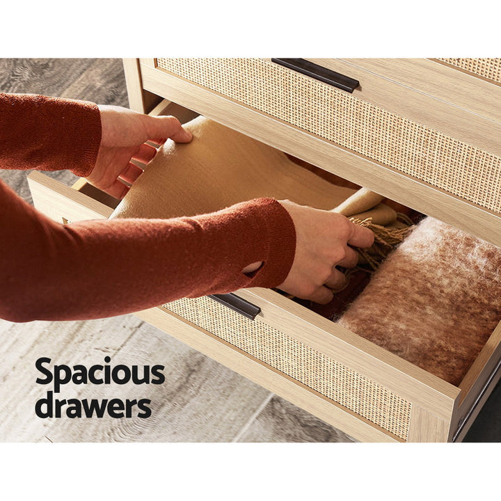 Lola Rattan 4 Drawer Tallboy Chest of Drawers - Homecoze