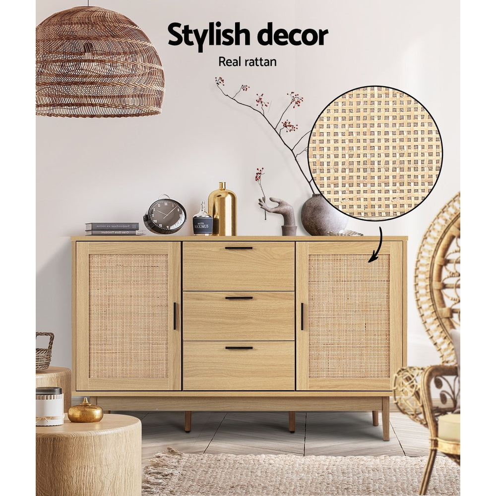 Lola Rattan Buffet Storage Sideboard with Drawers - Homecoze