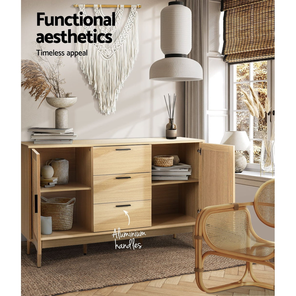 Lola Rattan Buffet Storage Sideboard with Drawers - Homecoze