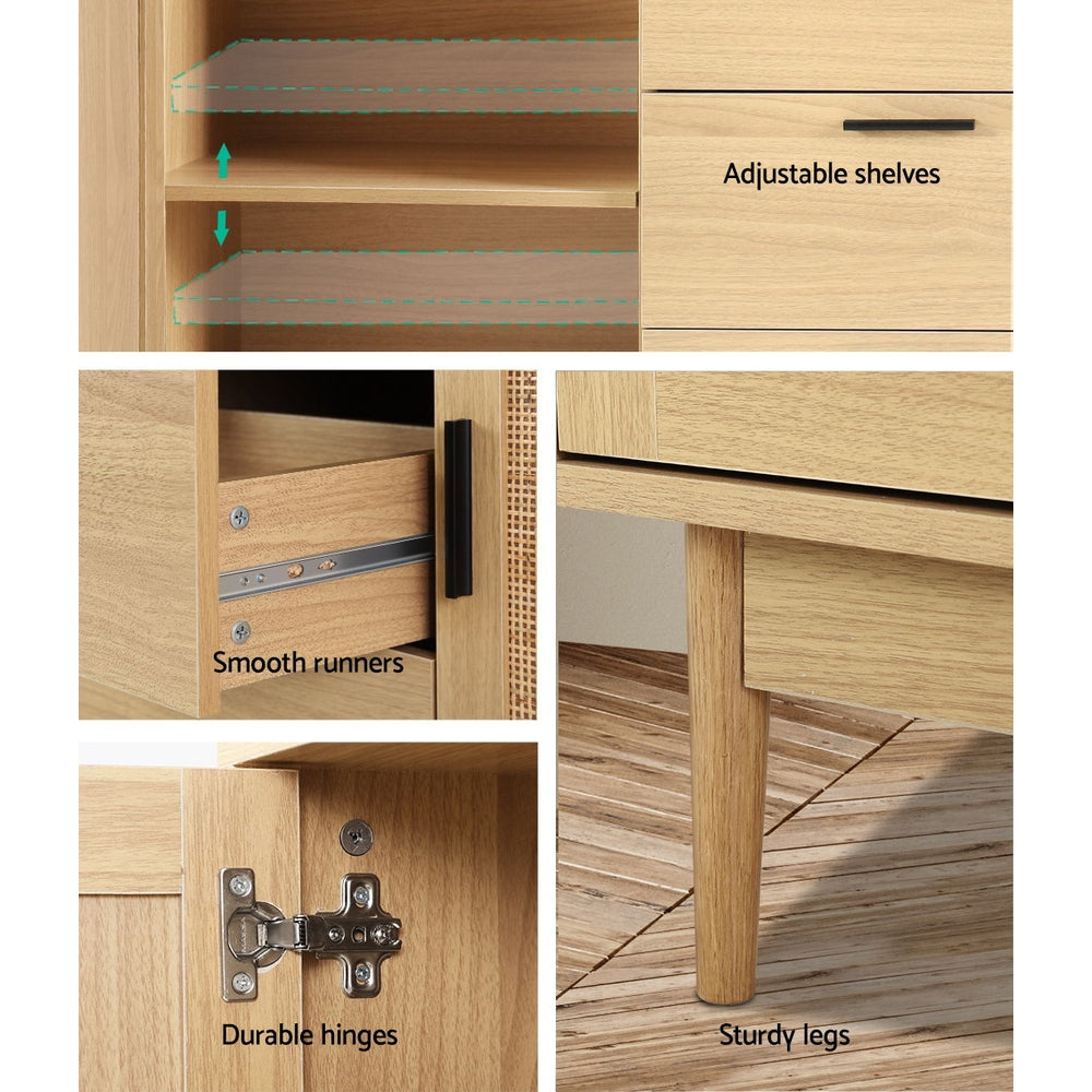 Lola Rattan Buffet Storage Sideboard with Drawers - Homecoze