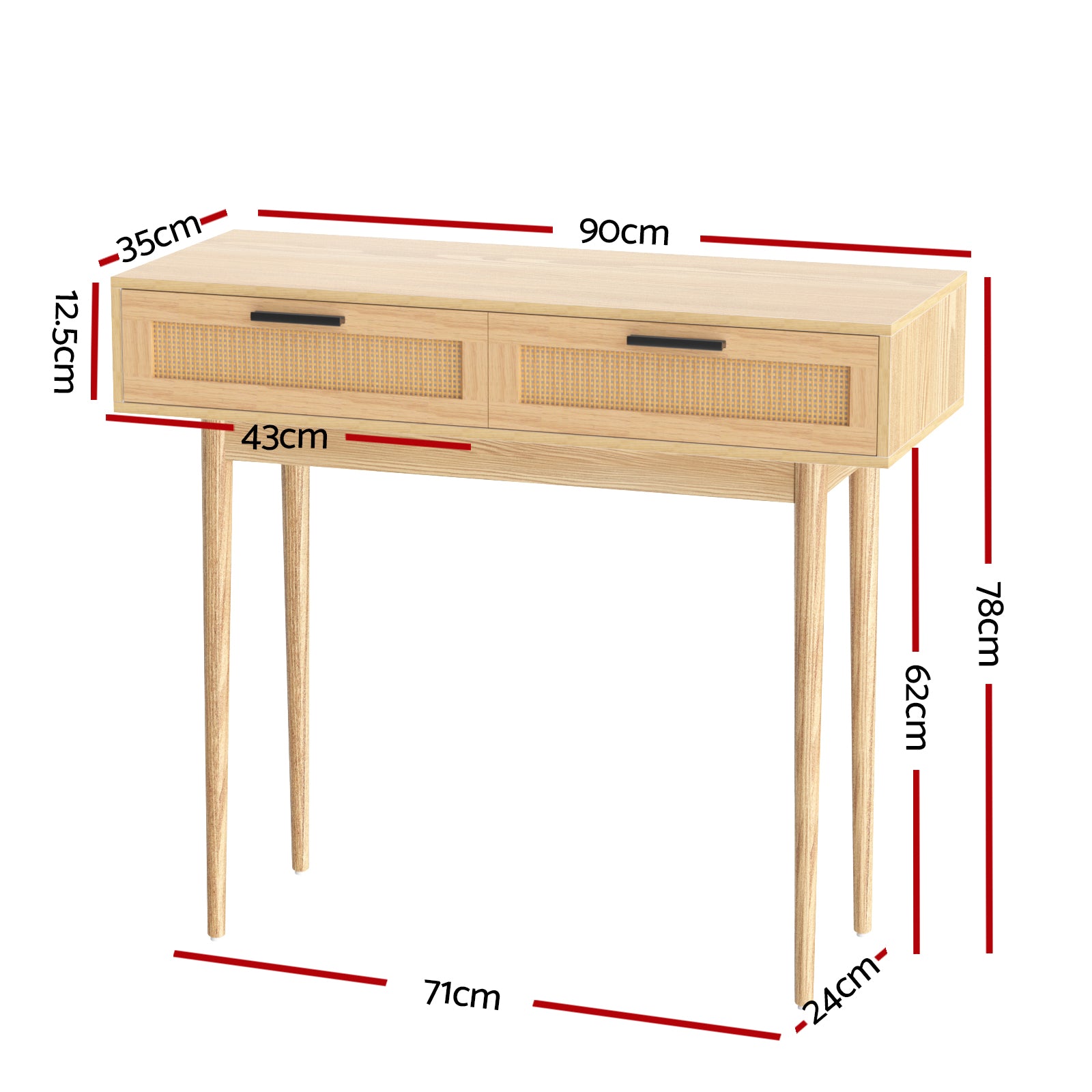 Lola Rattan Console Hallway Table Two Drawer Buffet - Homecoze
