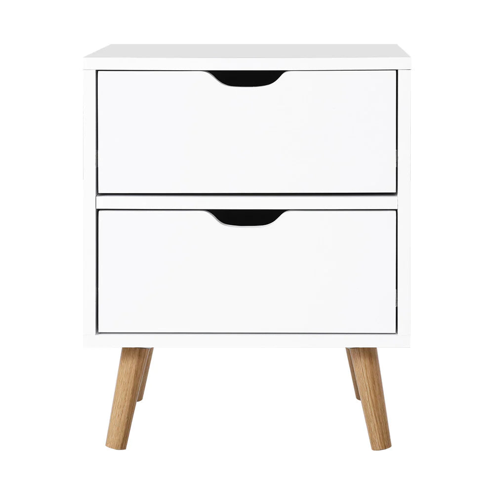 Dario (Set of 2) Bedside Tables 2 Drawer – White - Homecoze