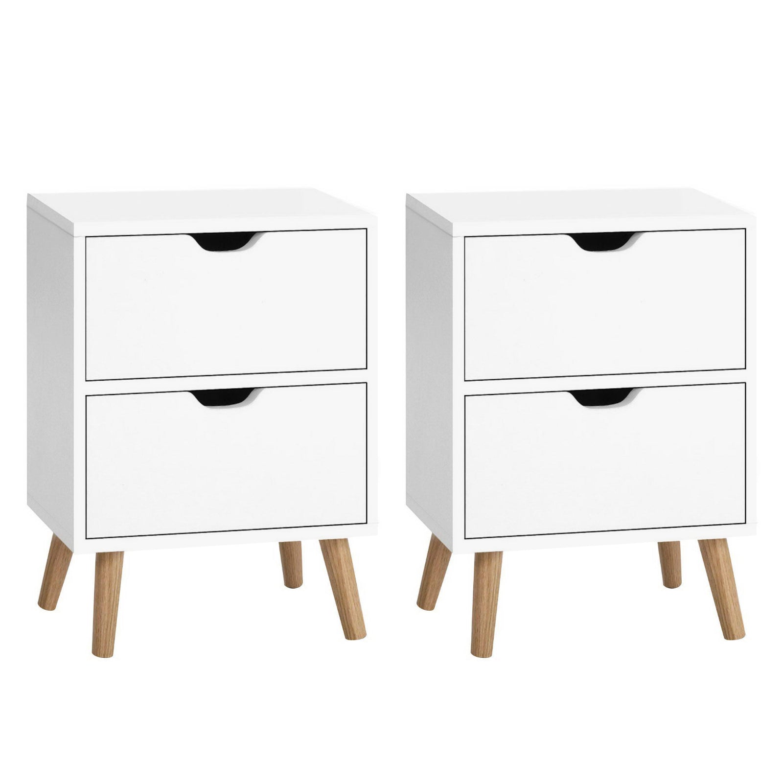 Artiss 2X Bedside Table 2 Drawers - BODEN White - Homecoze