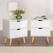 Artiss 2X Bedside Table 2 Drawers - BODEN White - Homecoze