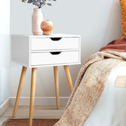 Karin Bedside Table 2 Drawer – White - Homecoze