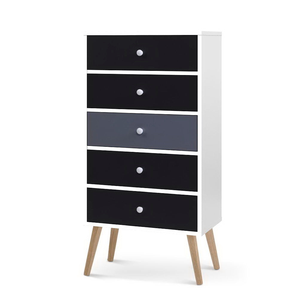 Scandinavian-Inspired Tallboy Chest of Drawers - Black & White - Homecoze