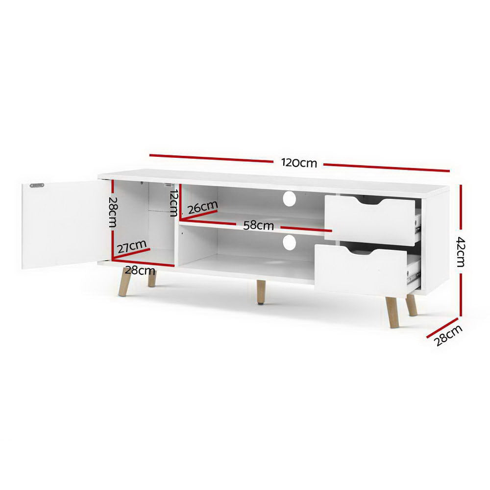 Scandinavian Entertainment Unit 120cm - White - Homecoze