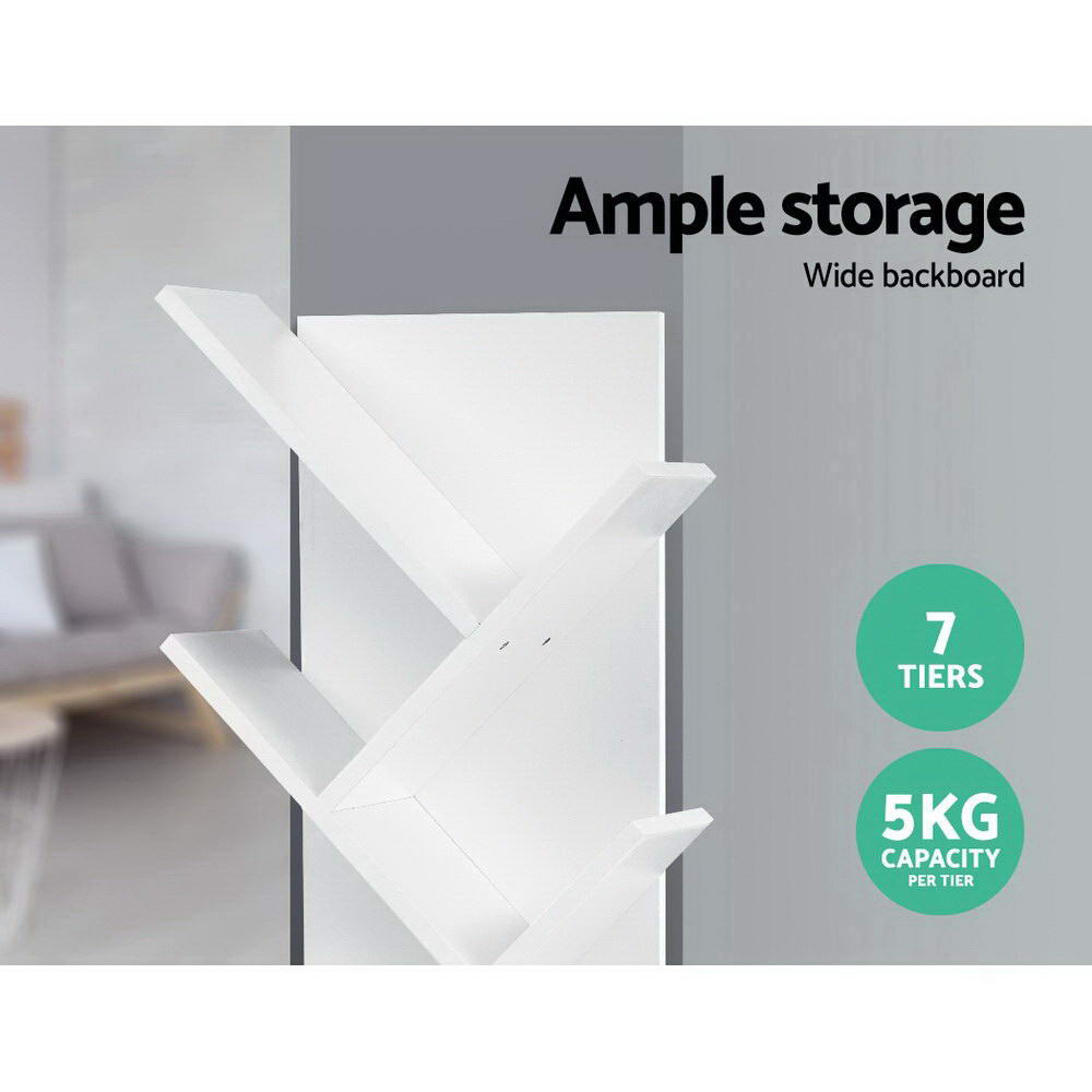 7-Tier Tree Inspired Bookshelf - White - Homecoze
