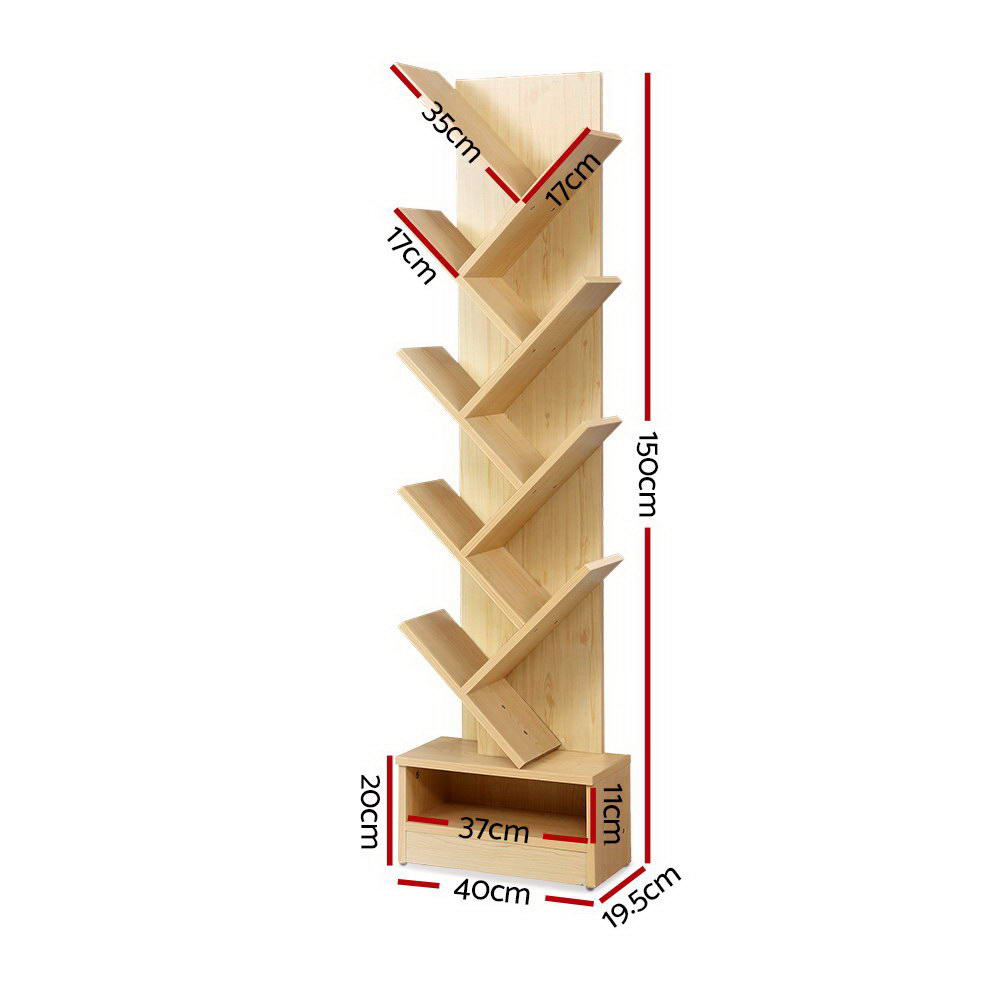 9-Tier Tree Inspired Bookshelf - Natural - Homecoze