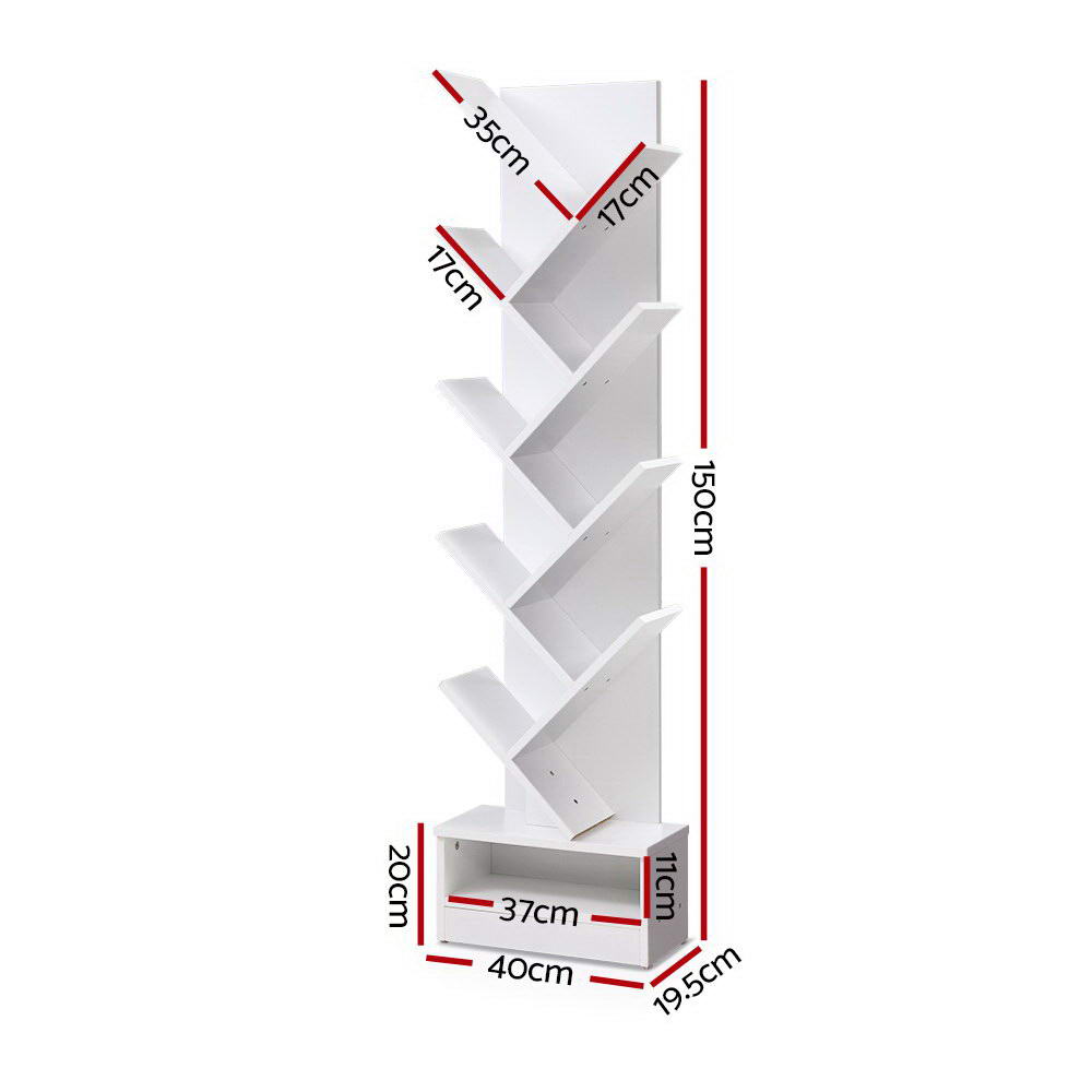 9-Tier Tree Inspired Bookshelf - White - Homecoze