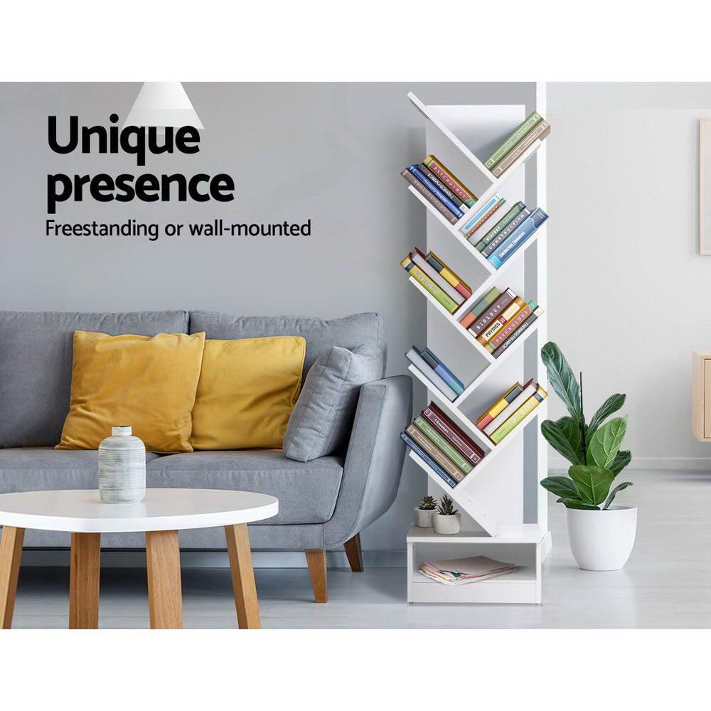 9-Tier Tree Inspired Bookshelf - White - Homecoze