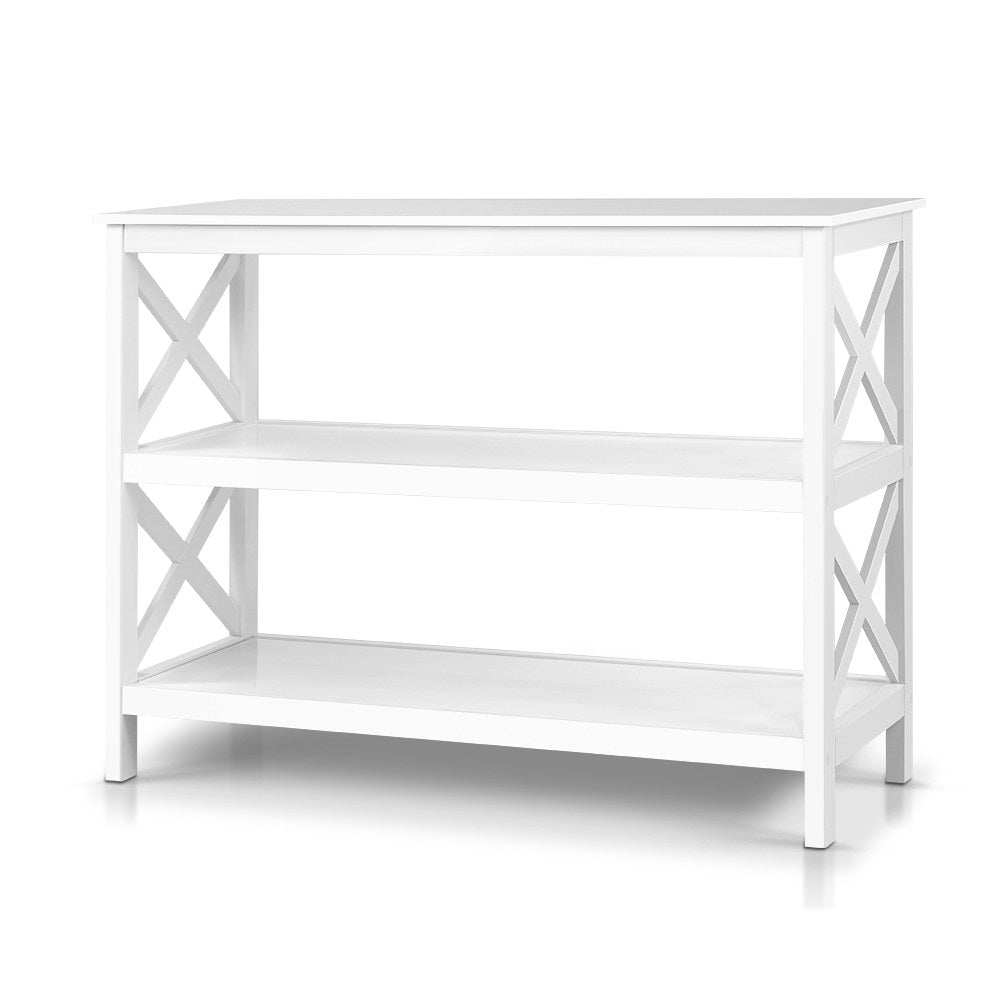 3 Shelf Display Console Side Table - White - Homecoze