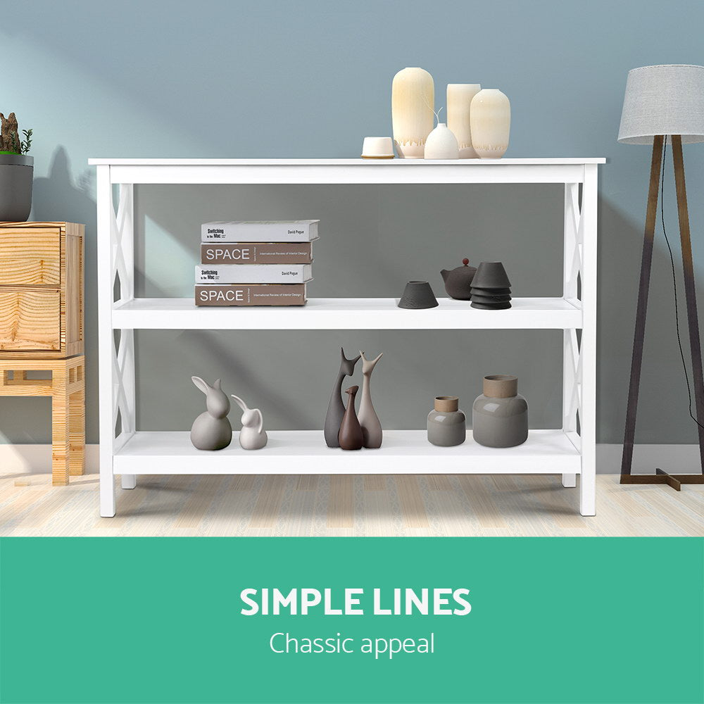 3 Shelf Display Console Side Table - White - Homecoze
