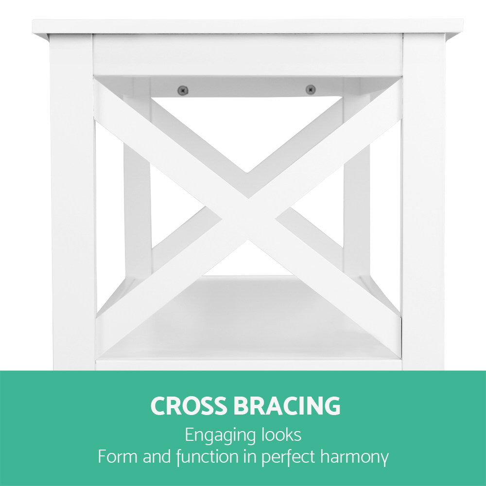 3 Shelf Display Console Side Table - White - Homecoze