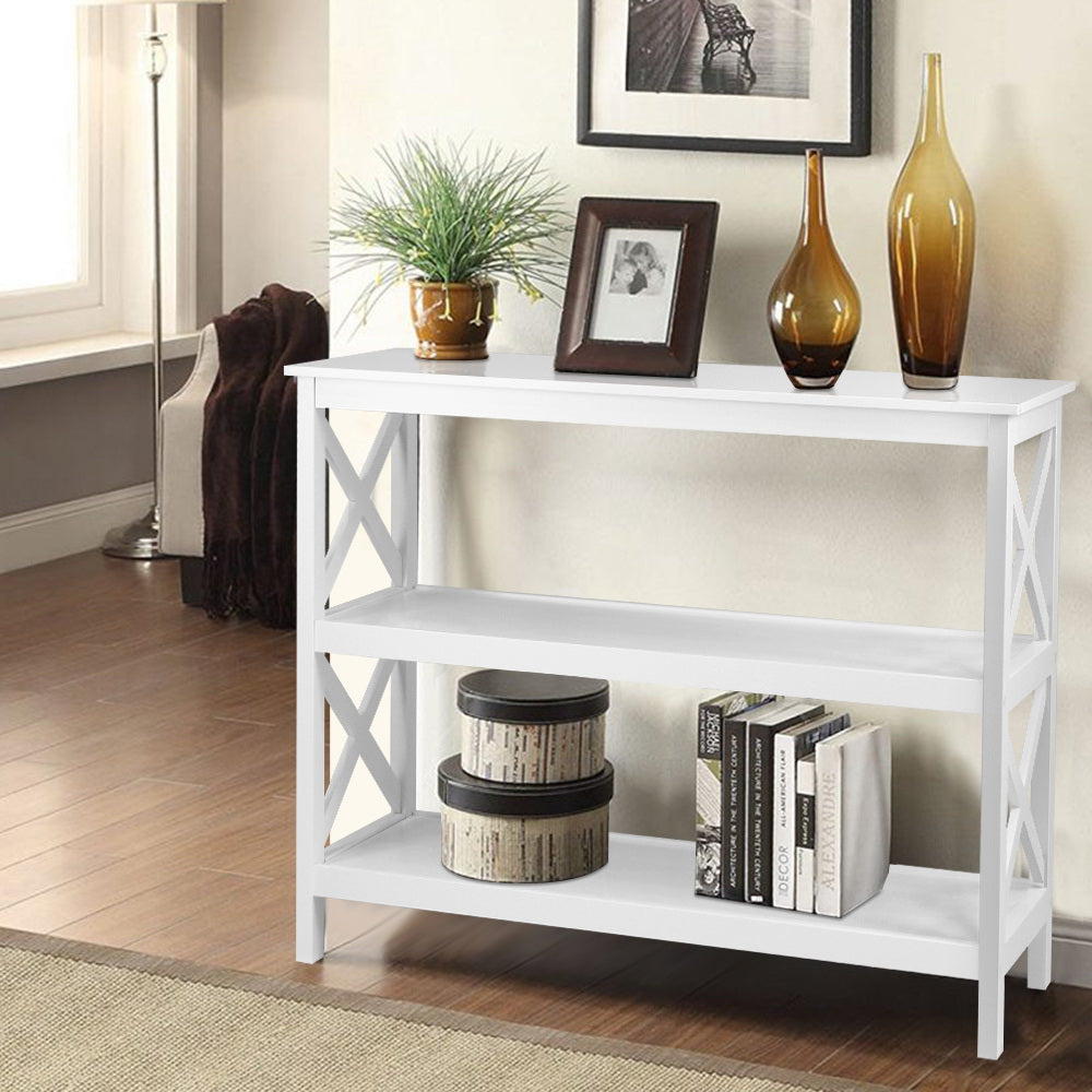 3 Shelf Display Console Side Table - White - Homecoze