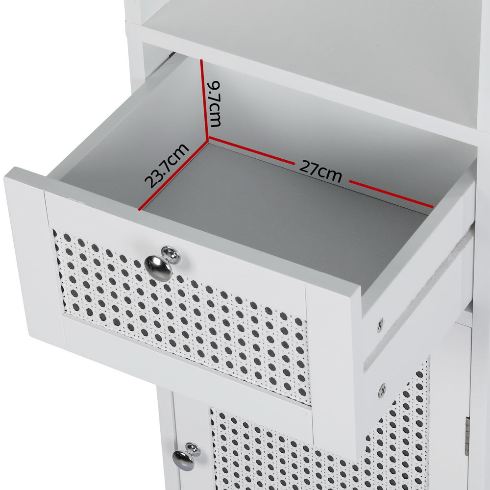 Bathroom Laundry Slim Tallboy Storage Cabinet with Open Shelves - White - Homecoze