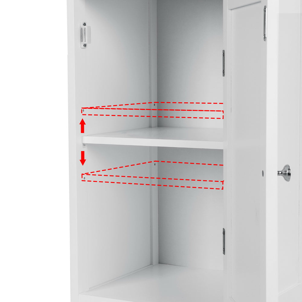 Bathroom Laundry Slim Tallboy Storage Cabinet with Open Shelves - White - Homecoze