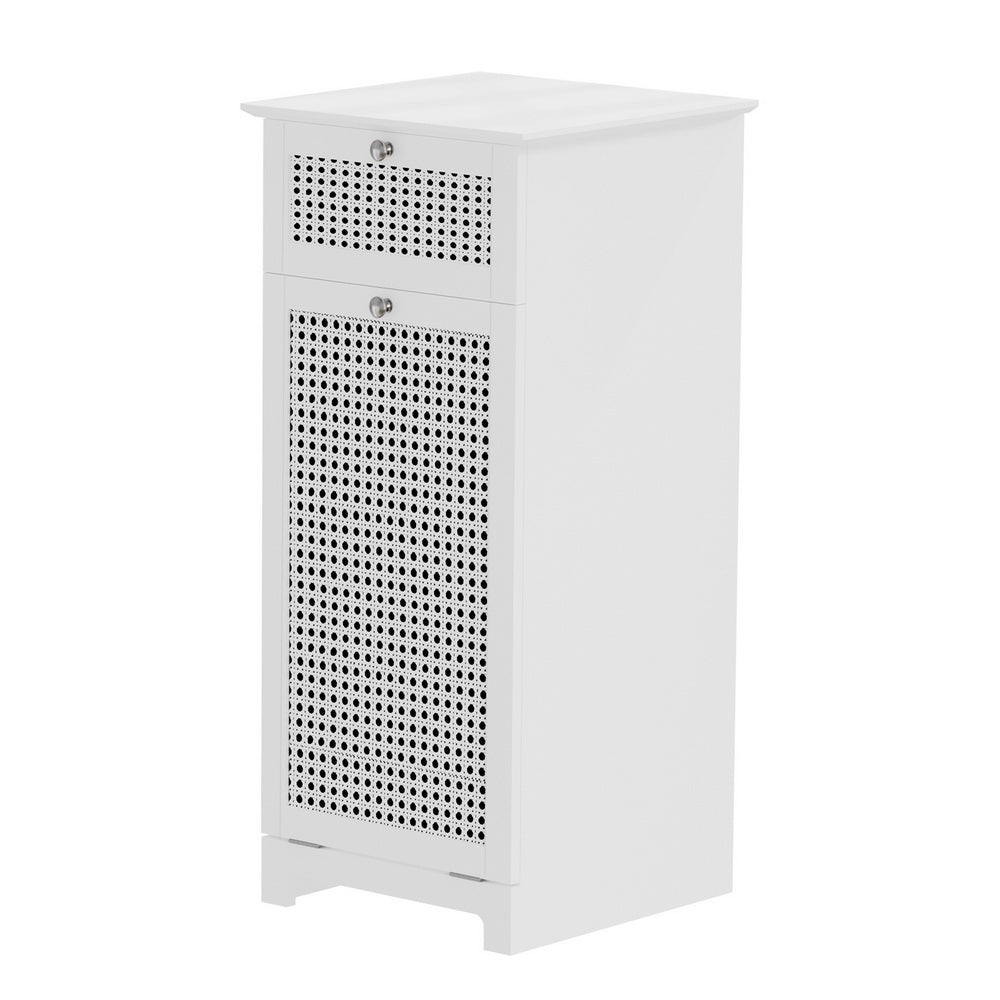 Rattan Laundry Hamper Clothes Basket - White