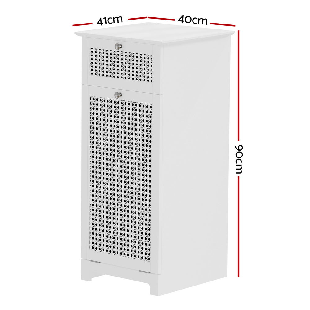 Rattan Laundry Hamper Clothes Basket - White - Homecoze