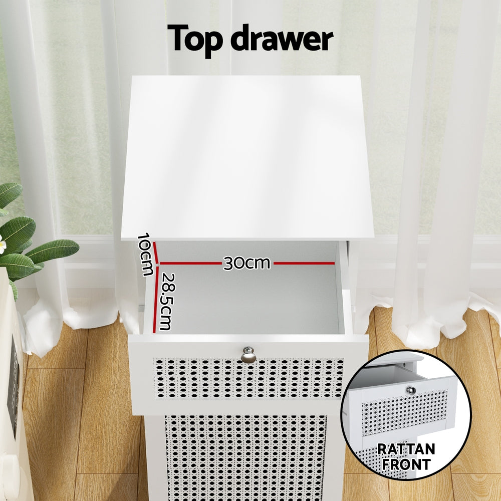 Rattan Laundry Hamper Clothes Basket - White - Homecoze