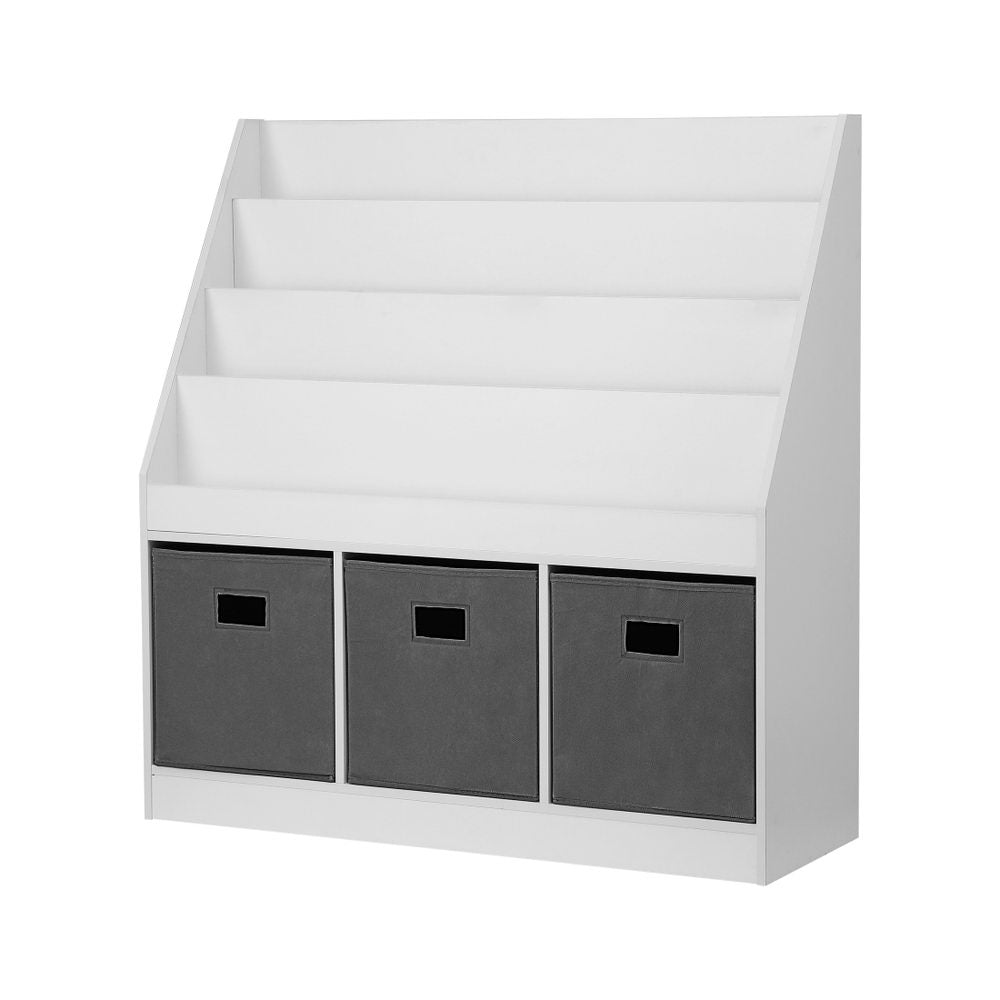 Kids 4-Tier Magazine Rack Storage Bookshelf - White - Homecoze