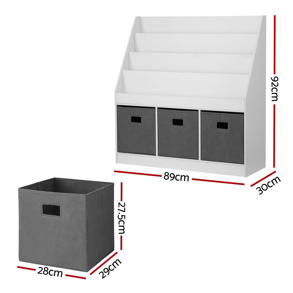 Kids 4-Tier Magazine Rack Storage Bookshelf - White - Homecoze