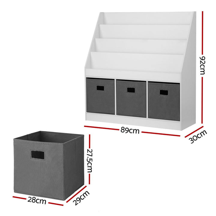 Kids 4-Tier Magazine Rack Storage Bookshelf - White - Homecoze