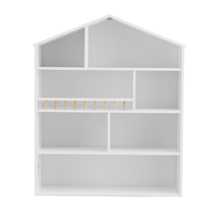 Keezi 4 Tiers Kids Bookshelf Wooden Bookcase Display Storage Organiser Cabinet White - Homecoze