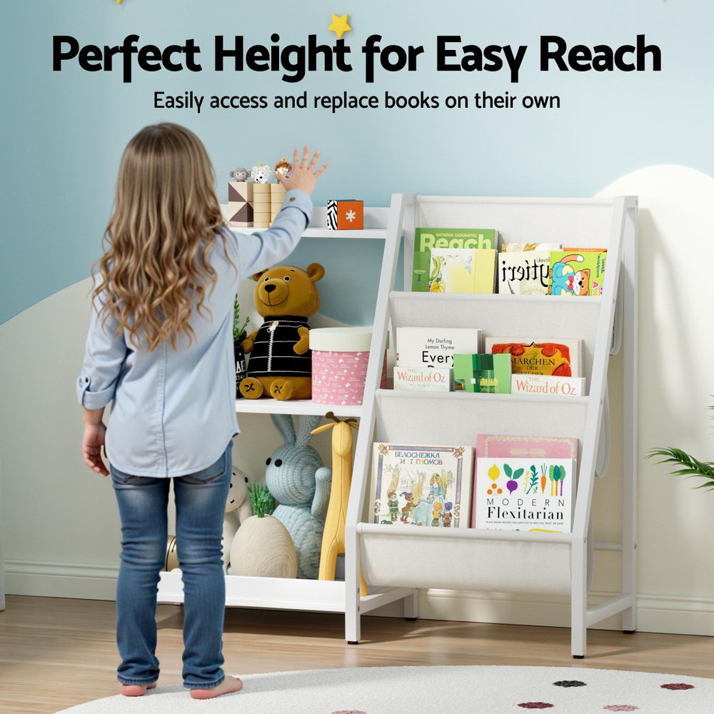 Keezi 3-Tier Kids Bookshelf Bookcase Children Toy Storage Organizer Rack Display Shelf - Homecoze