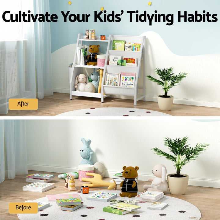 Keezi 3-Tier Kids Bookshelf Bookcase Children Toy Storage Organizer Rack Display Shelf - Homecoze