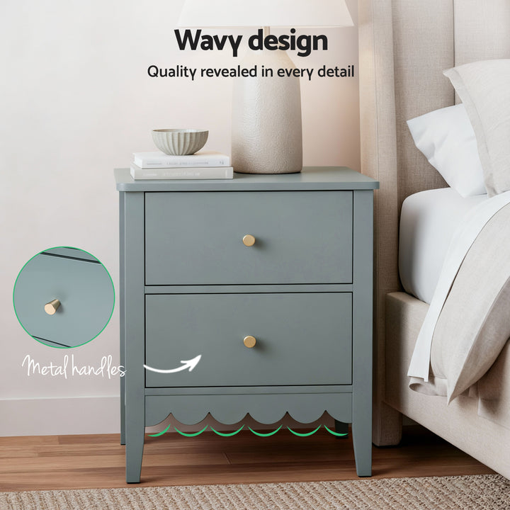 Artiss Bedside Table 2 Drawers Bedroom Storage Nightstand Green - Homecoze