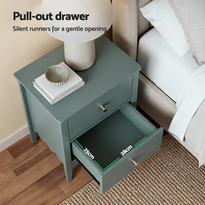 Artiss Bedside Table 2 Drawers Bedroom Storage Nightstand Green - Homecoze