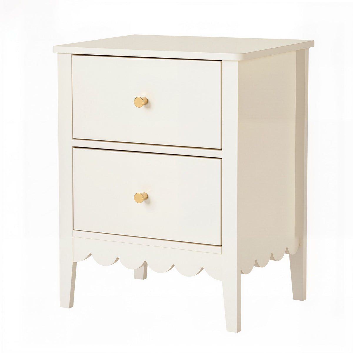 Lenora Chic Bedside Table 2 Drawer – Off White