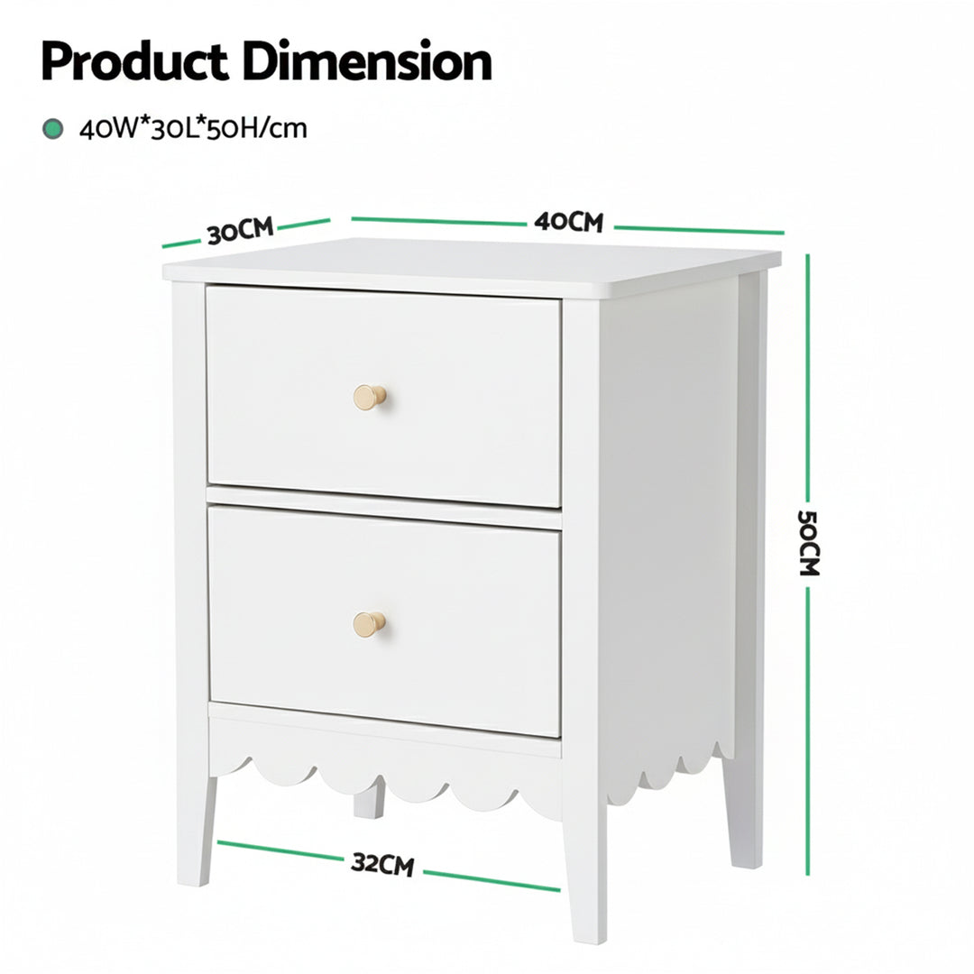 Artiss Bedside Table 2 Drawers Bedroom Storage Nightstand White - Homecoze