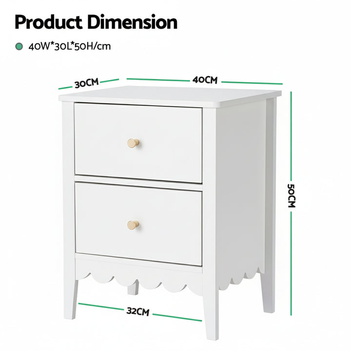 Artiss Bedside Table 2 Drawers Bedroom Storage Nightstand White - Homecoze
