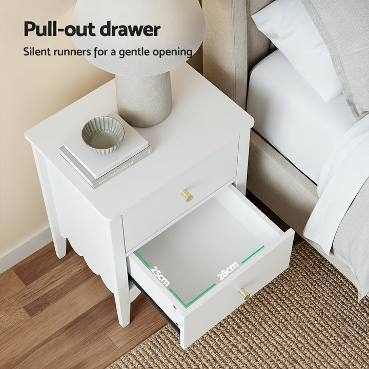 Artiss Bedside Table 2 Drawers Bedroom Storage Nightstand White - Homecoze