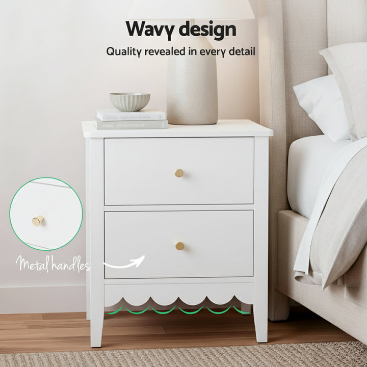 Artiss Bedside Table 2 Drawers Bedroom Storage Nightstand White - Homecoze
