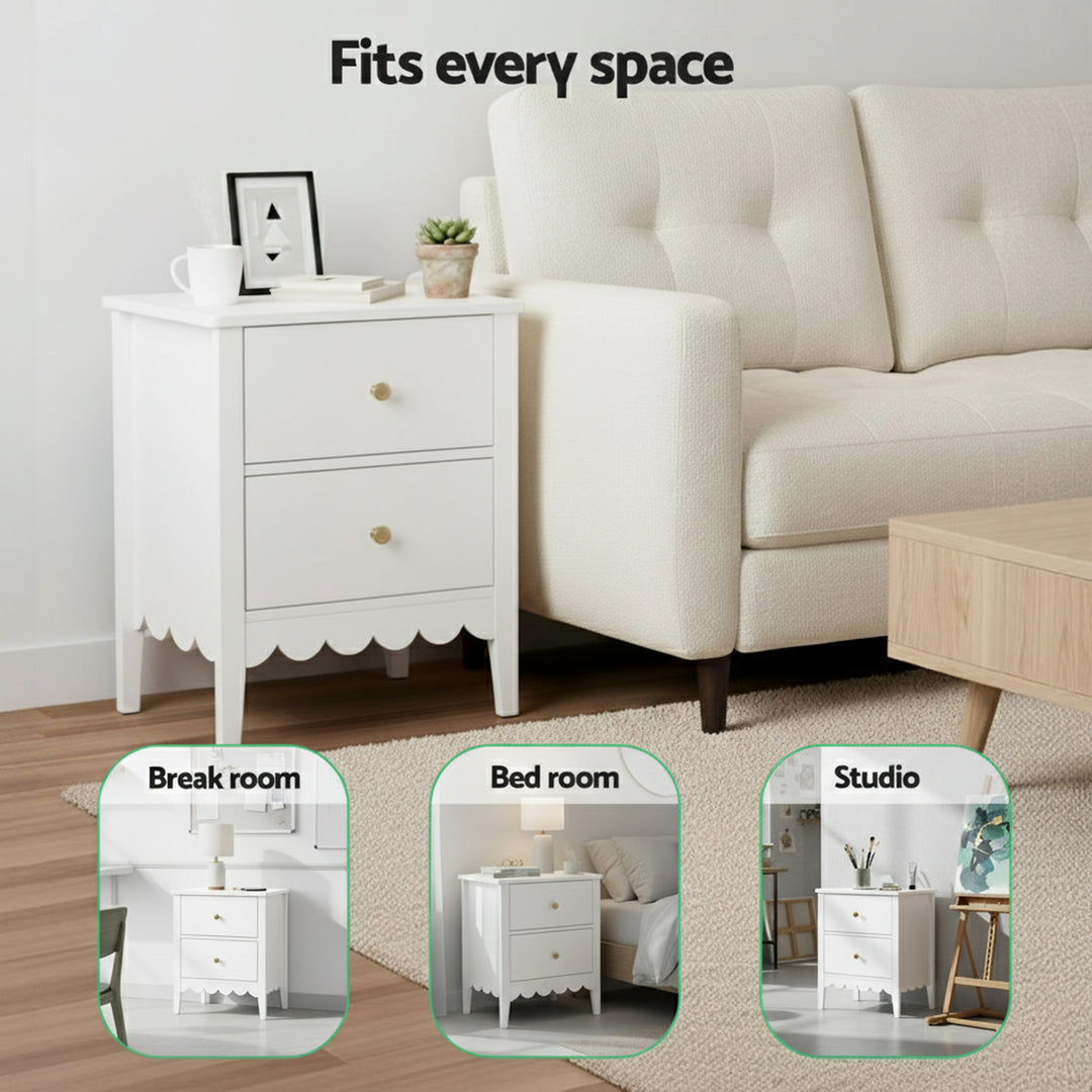 Artiss Bedside Table 2 Drawers Bedroom Storage Nightstand White - Homecoze