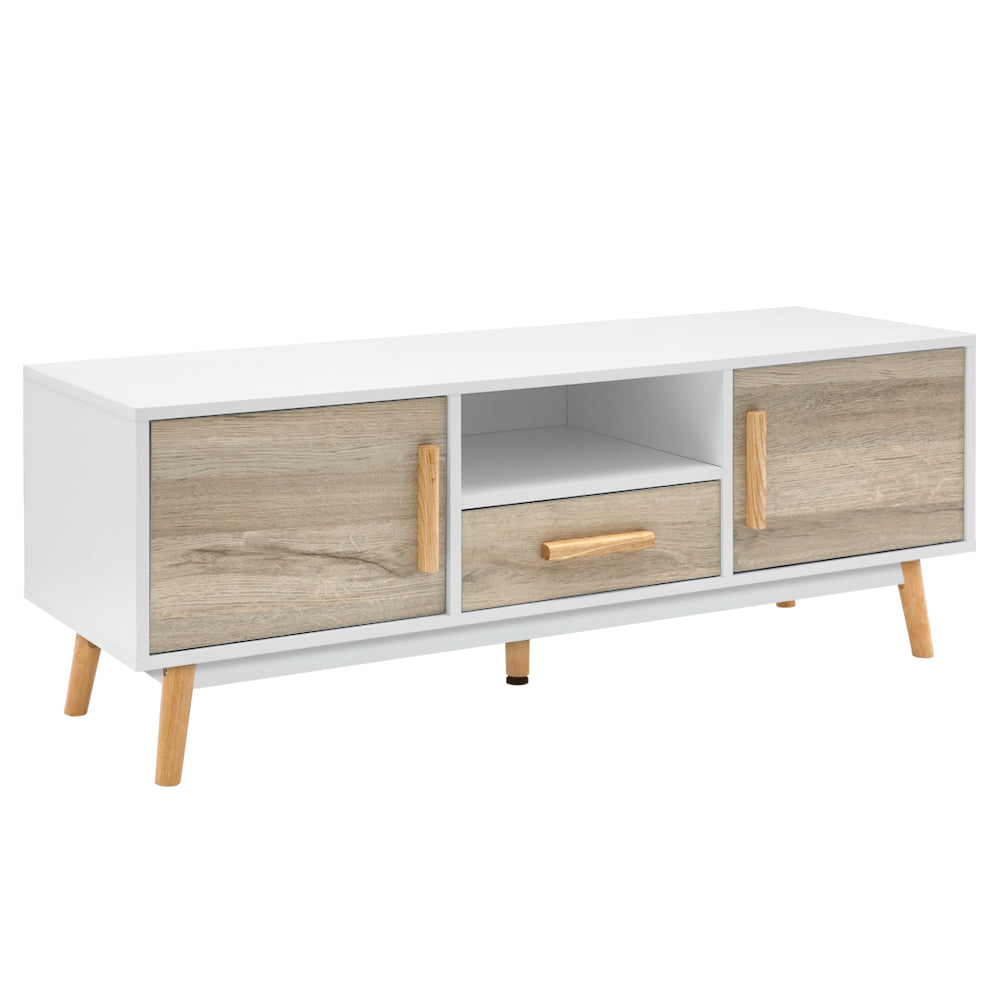 White & Oak Wooden Entertainment Unit 120cm - Homecoze