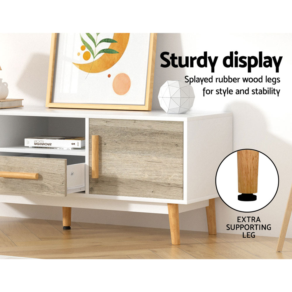 White & Oak Wooden Entertainment Unit 120cm - Homecoze