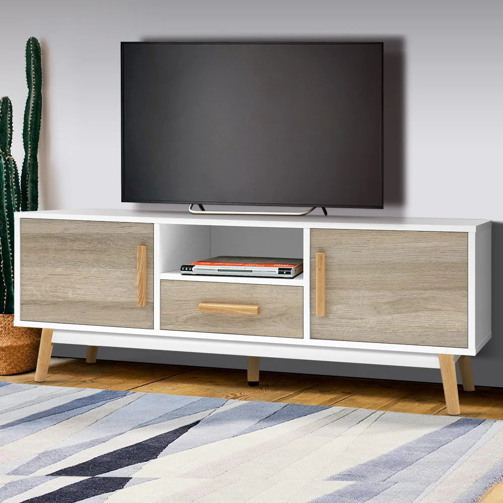 Elsa Nordic TV Unit 120cm – White & Wood - Homecoze